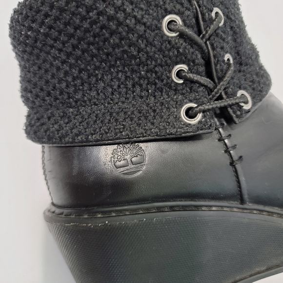 Timberland Defender Repellent System Women Platform Booties Sz 7.5 Black Leather - Picture 9 of 12